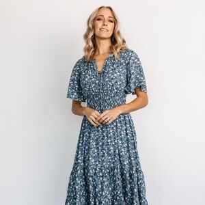 Baltic Born Spell Boho Midi Dress | Blue Floral Size LL